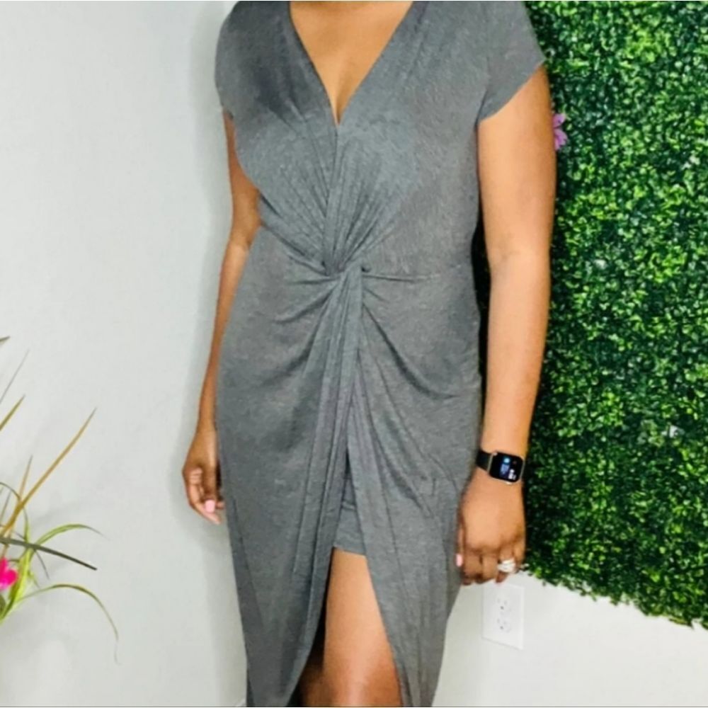 BRAND NEW ROLLA COSTER WOMEN'S KNOTTED MIDI V-NECK STRIPE PATTERN DRESS